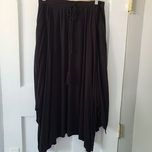 Hollister Festival Boho Drapey Midi Hankerchief Skirt Solid Black Sz S